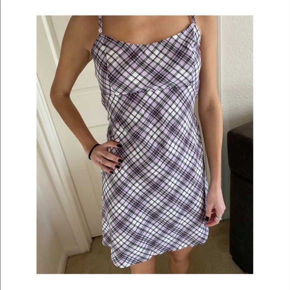 brandy melville purple plaid dress Brandy Melville Dress One Size Like new